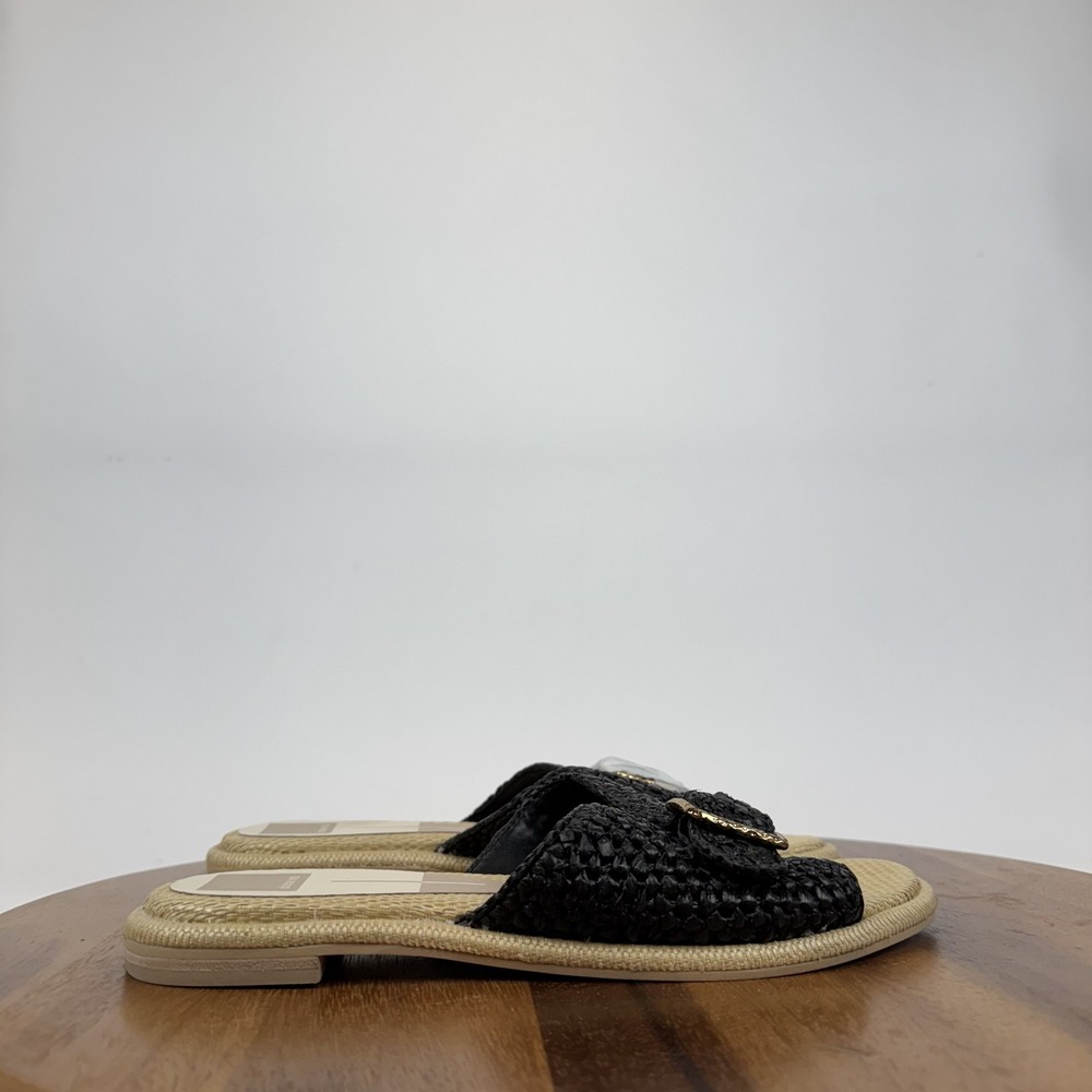 New Womens Dolce Vita Alonzo Black Raffia Buckle Casual Slides Sandals Size 9 M - Picture 3 of 7